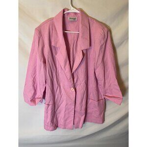 Joanna Womens Plus Size Blazer Cardigan 20W 2X Pink 3/4 Sleeves Pockets‎
